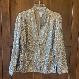 Chico's Shimmering Silver Sequin Blazer